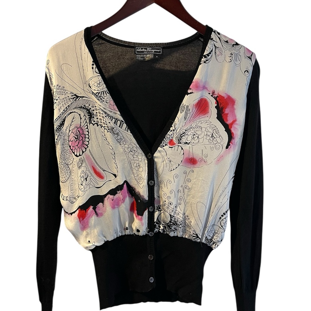 Vintage Salvatore Ferragamo Silk & Wool Cardigan (S)